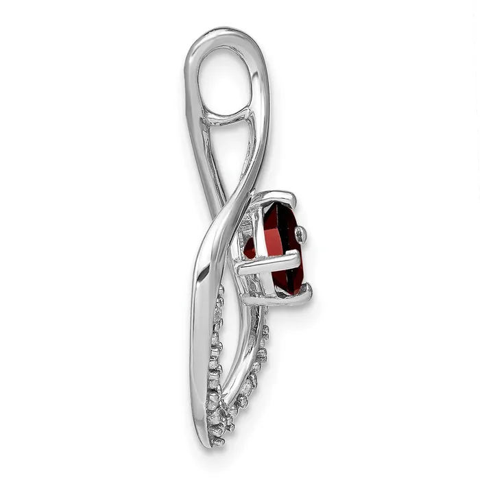 Goldia Necklaces 14k White Gold Garnet and Real Diamond Pendant