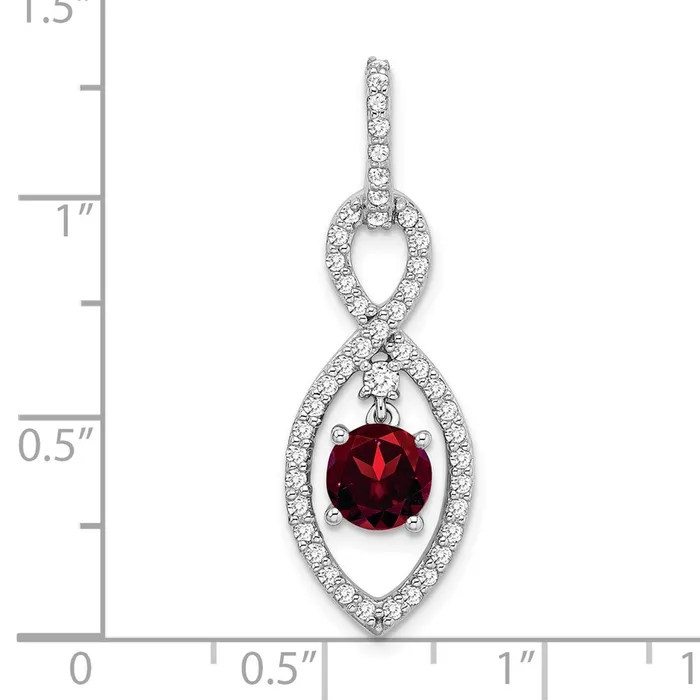 Goldia Necklaces 14k White Gold Garnet and Real Diamond Pendant