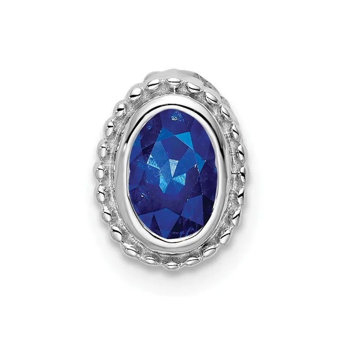 Goldia Necklaces 14k White Gold Oval Sapphire Chain Slide
