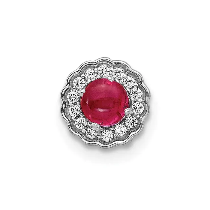 Goldia Necklaces 14k White Gold Real Diamond and Cabochon 38 Ruby Chain Slide Goldia Necklaces 14k White Gold Real Diamond and Cabochon 38 Ruby Chain Slide