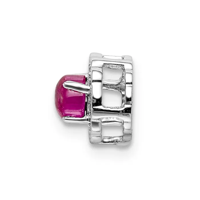 Goldia Necklaces 14k White Gold Real Diamond and Cabochon 38 Ruby Chain Slide