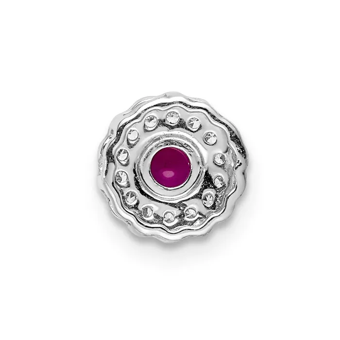 Goldia Necklaces 14k White Gold Real Diamond and Cabochon 38 Ruby Chain Slide