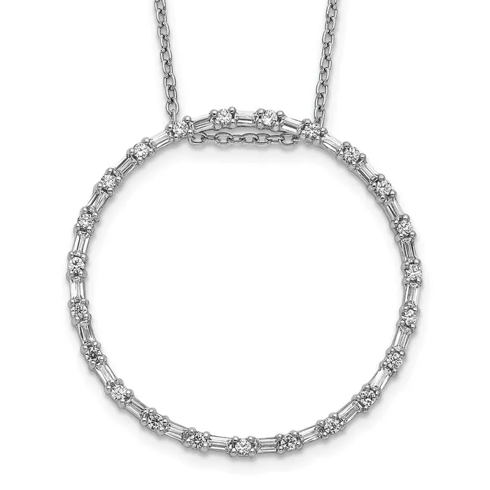 Goldia Necklaces 14k White Gold Real Diamond Circle Necklace