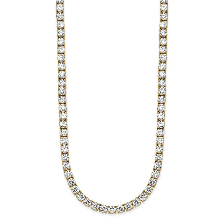 Goldia Necklaces 14k Yellow Gold 39 34 Ct Lab Grown Diamond VSSI G Round 22 inch Straight Tennis Necklace
