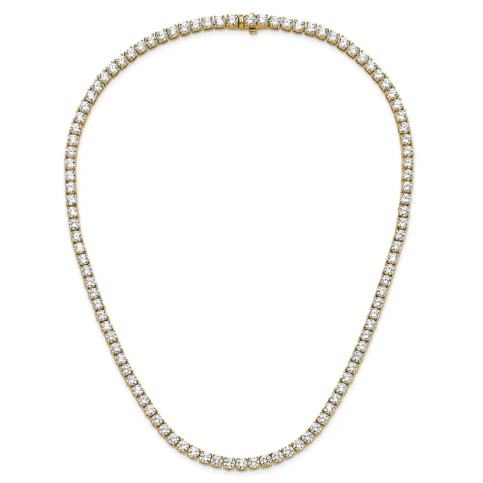 Goldia Necklaces 14k Yellow Gold 39 34 Ct Lab Grown Diamond VSSI G Round 22 inch Straight Tennis Necklace