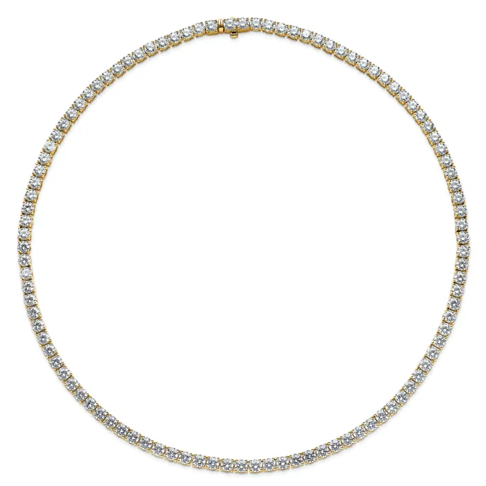 Goldia Necklaces 14k Yellow Gold 39 34 Ct Lab Grown Diamond VSSI G Round 22 inch Straight Tennis Necklace