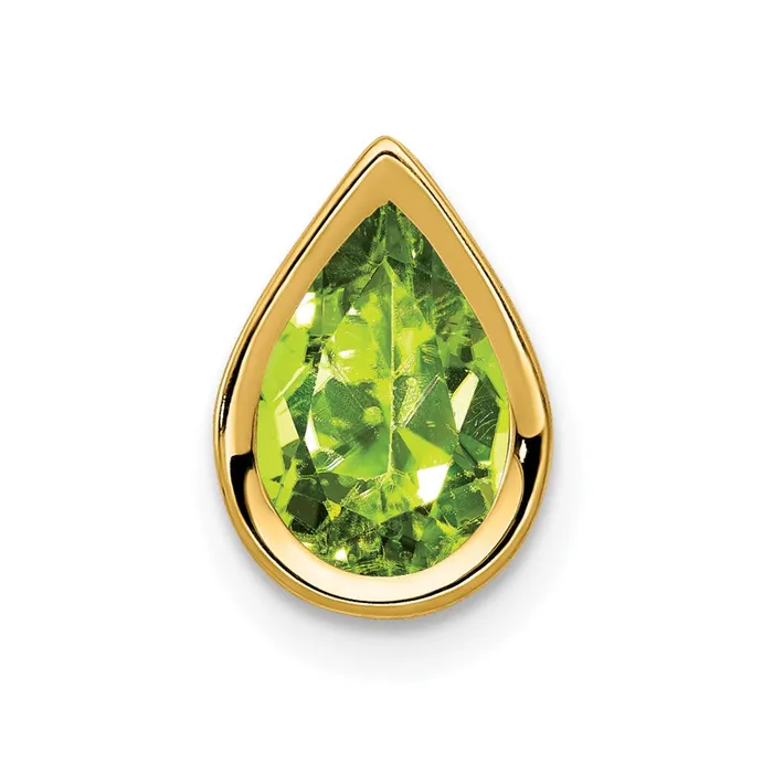 Goldia Necklaces 14K Yellow Gold 9x6mm Pear Peridot bezel pendant