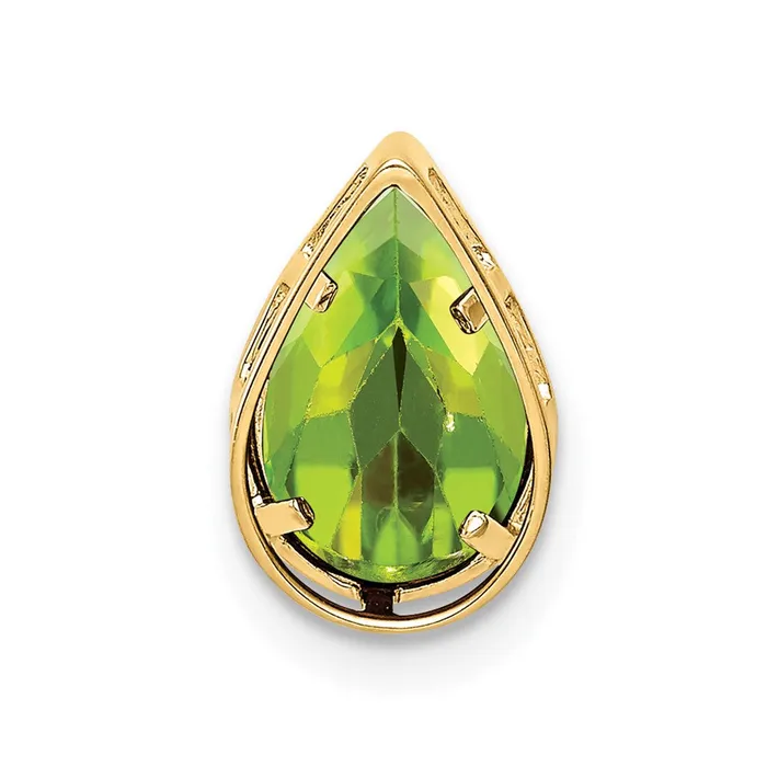 Goldia Necklaces 14K Yellow Gold 9x6mm Pear Peridot bezel pendant