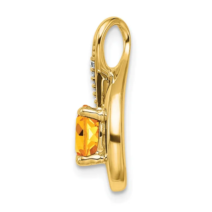Goldia Necklaces 14K Yellow Gold Citrine and Real Diamond Pendant