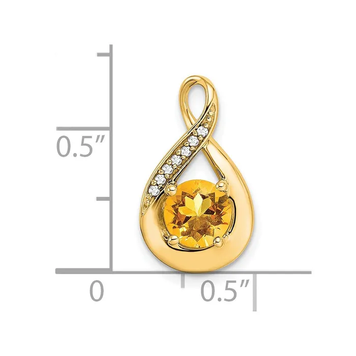 Goldia Necklaces 14K Yellow Gold Citrine and Real Diamond Pendant