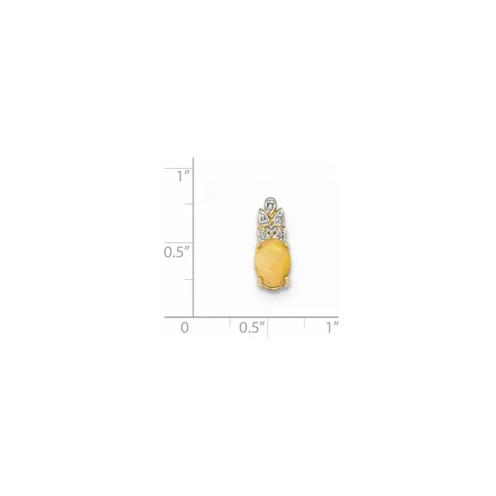 Goldia Necklaces 14k Yellow Gold Opal and Real Diamond Pendant