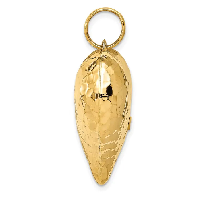 Goldia Necklaces 14k Yellow Gold Polished and Hammered 3D Heart Pendant