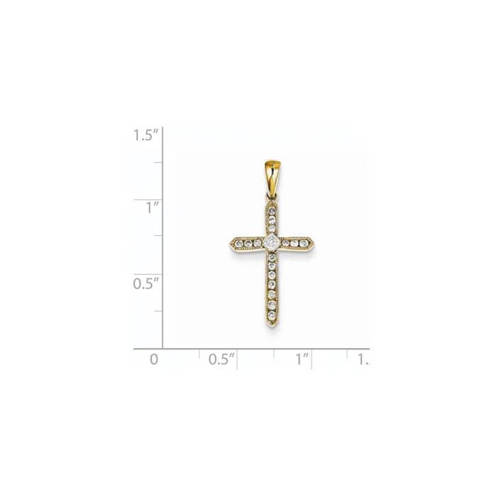 Goldia Necklaces 14K Yellow Gold Real Diamond Cross Pendant