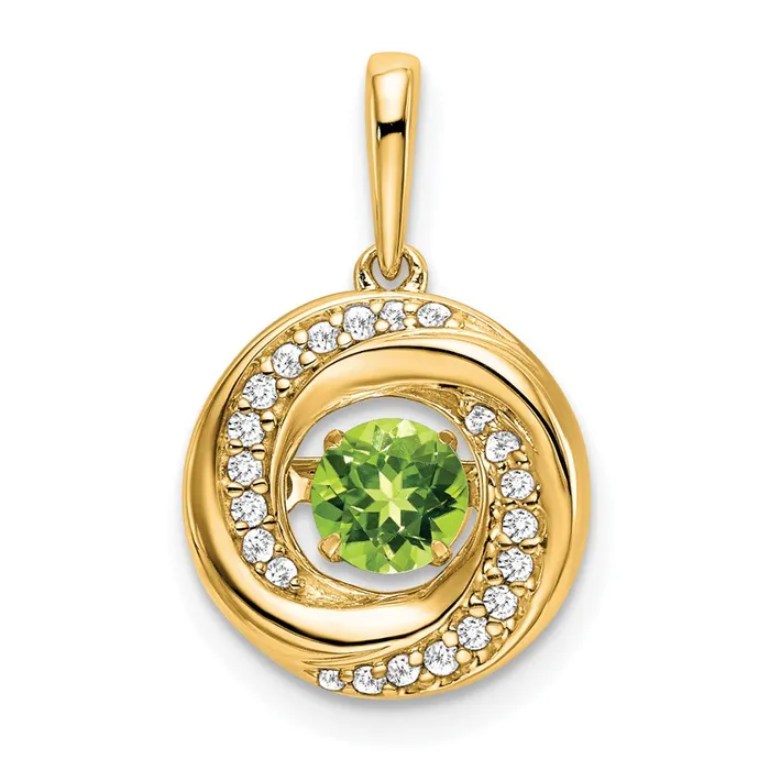 Goldia Necklaces 14K Yellow Gold Round Peridot and Real Diamond Pendant