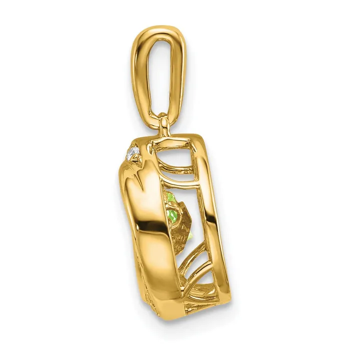 Goldia Necklaces 14K Yellow Gold Round Peridot and Real Diamond Pendant