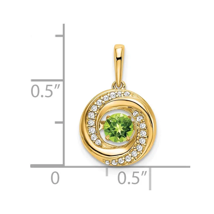 Goldia Necklaces 14K Yellow Gold Round Peridot and Real Diamond Pendant
