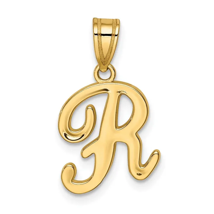 Goldia Necklaces 14k Yellow GoldY Script Letter R Initial Pendant