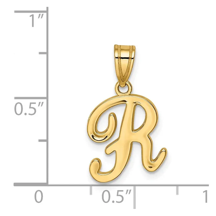 Goldia Necklaces 14k Yellow GoldY Script Letter R Initial Pendant