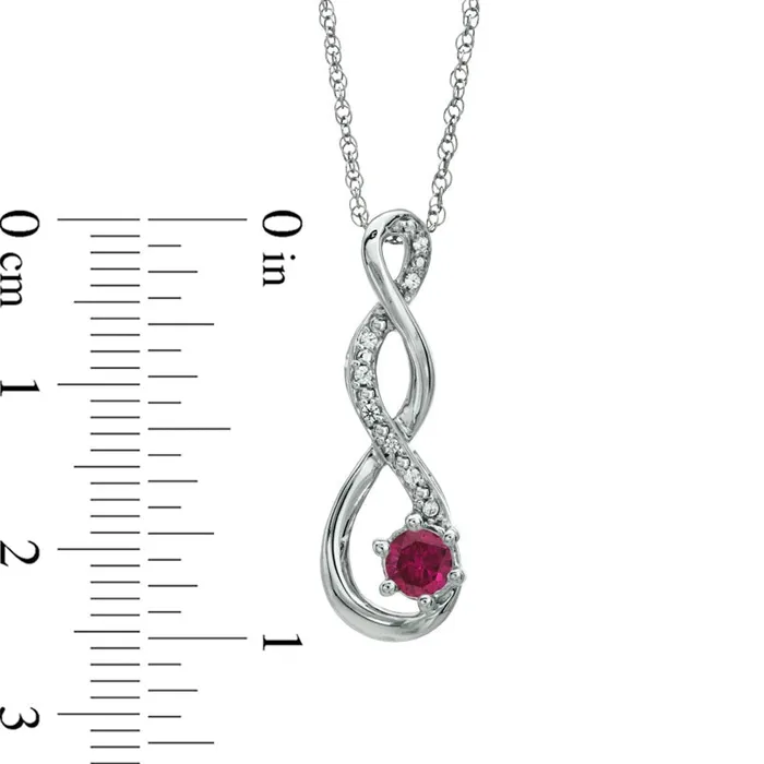 Goldia Necklaces 45mm LabCreated Ruby and Diamond Accent Twist Pendant in Sterling Silver Goldia Necklaces 45mm LabCreated Ruby and Diamond Accent Twist Pendant in Sterling Silver