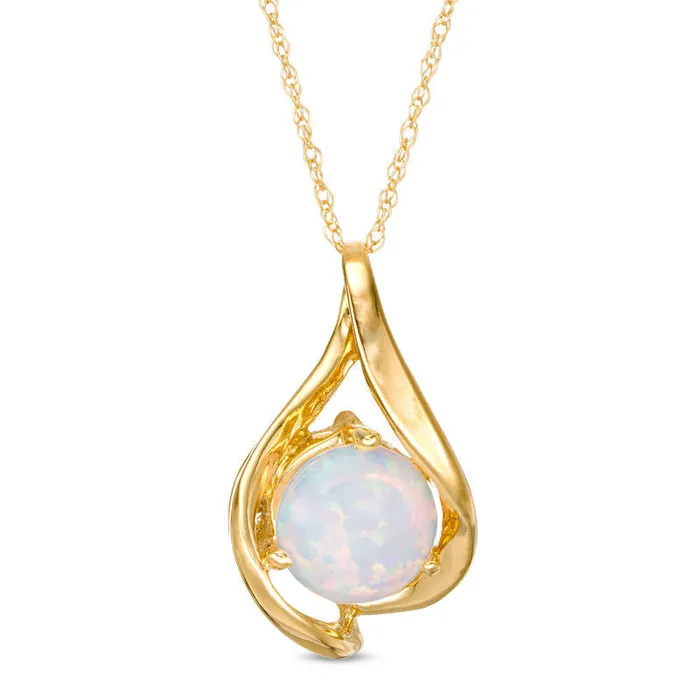 Goldia Necklaces 80mm LabCreated Opal Teardrop Pendant in 10K Yellow Gold Goldia Necklaces 80mm LabCreated Opal Teardrop Pendant in 10K Yellow Gold