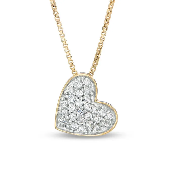 Goldia Necklaces Convertibilities 025 CT TW Composite Natural Diamond Heart ThreeinOne Pendant in Sterling Silver with 14K Gold Plate Goldia Necklaces Convertibilities 025 CT TW Composite Natural Diamond Heart ThreeinOne Pendant in Sterling Silver with 14K Gold Plate