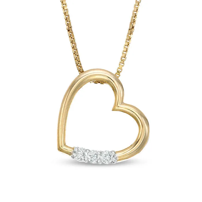 Goldia Necklaces Convertibilities 025 CT TW Composite Natural Diamond Heart ThreeinOne Pendant in Sterling Silver with 14K Gold Plate Goldia Necklaces Convertibilities 025 CT TW Composite Natural Diamond Heart ThreeinOne Pendant in Sterling Silver with 14K Gold Plate