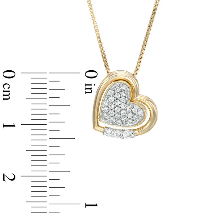 Goldia Necklaces Convertibilities 025 CT TW Composite Natural Diamond Heart ThreeinOne Pendant in Sterling Silver with 14K Gold Plate Goldia Necklaces Convertibilities 025 CT TW Composite Natural Diamond Heart ThreeinOne Pendant in Sterling Silver with 14K Gold Plate