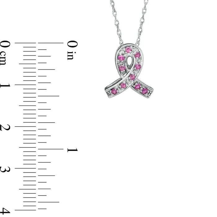 Goldia Necklaces Pink Sapphire Ribbon Pendant in Sterling Silver Goldia Necklaces Pink Sapphire Ribbon Pendant in Sterling Silver