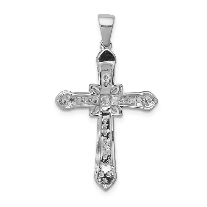 Goldia Necklaces Solid 14k White Gold 13ct Simulated CZ Filigree Cross Pendant Goldia Necklaces Solid 14k White Gold 13ct Simulated CZ Filigree Cross Pendant