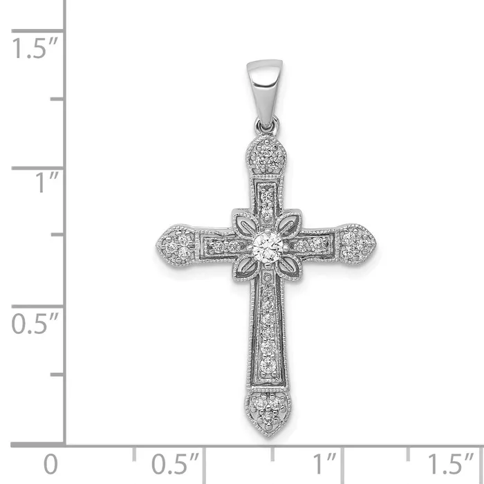 Goldia Necklaces Solid 14k White Gold 13ct Simulated CZ Filigree Cross Pendant Goldia Necklaces Solid 14k White Gold 13ct Simulated CZ Filigree Cross Pendant
