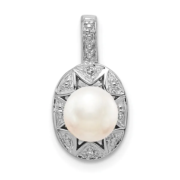 Goldia Necklaces Sterling Silver Rhodiumplated Diamond u0026 FW Cultured Pearl Pendant Goldia Necklaces Sterling Silver Rhodiumplated Diamond u0026 FW Cultured Pearl Pendant