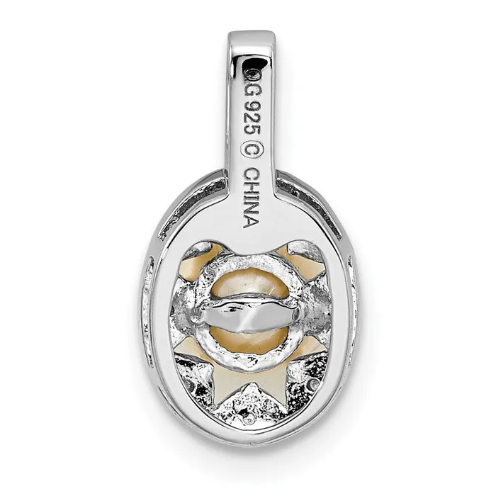 Goldia Necklaces Sterling Silver Rhodiumplated Diamond u0026 FW Cultured Pearl Pendant