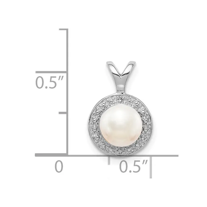 Goldia Necklaces Sterling Silver Rhodiumplated Diamond u0026 FW Cultured Pearl Pendant