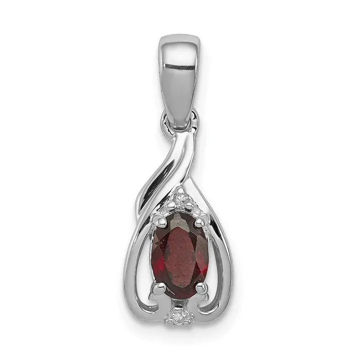Goldia Necklaces Sterling Silver Rhodiumplated Diamond u0026 Garnet Oval Pendant Goldia Necklaces Sterling Silver Rhodiumplated Diamond u0026 Garnet Oval Pendant