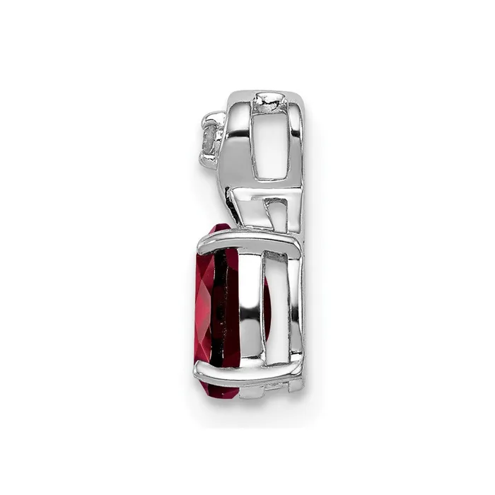Goldia Necklaces Sterling Silver Rhodiumplated Diamond u0026 Garnet Oval Pendant