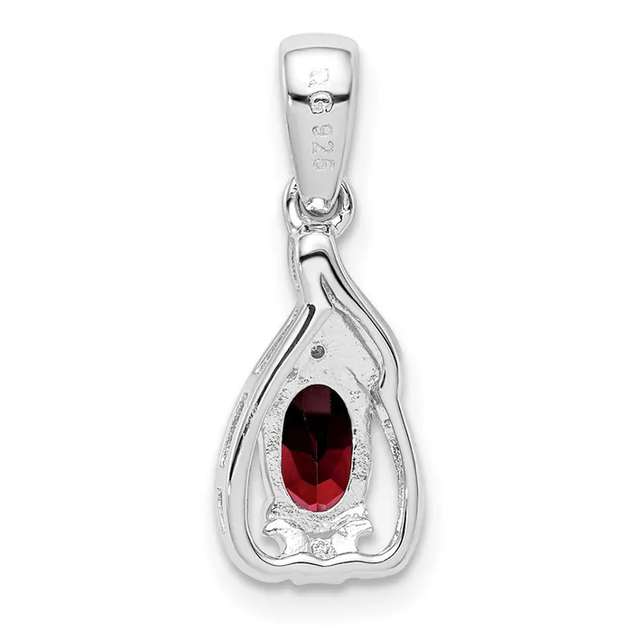 Goldia Necklaces Sterling Silver Rhodiumplated Diamond u0026 Garnet Oval Pendant