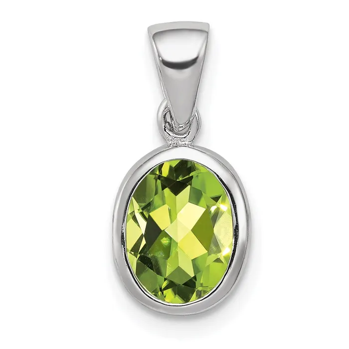 Goldia Necklaces Sterling Silver Rhodium Plated Peridot Pendant