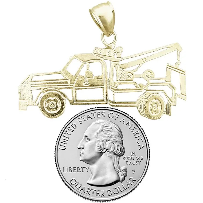 Goldia PreStyled Sets 14K Gold Outlined Tow Truck Pendant