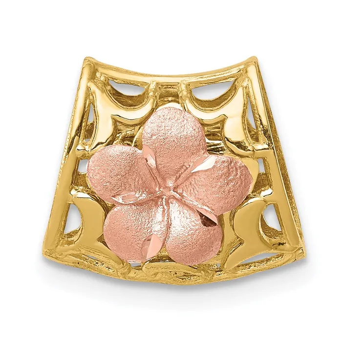 Goldia PreStyled Sets 14k TriColor Gold Reversible Plumeria Slide