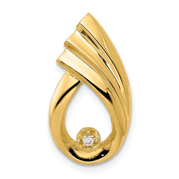 Goldia PreStyled Sets 14K Yellow Gold 14mm AA Real Diamond Fancy Teardrop Chain Slide
