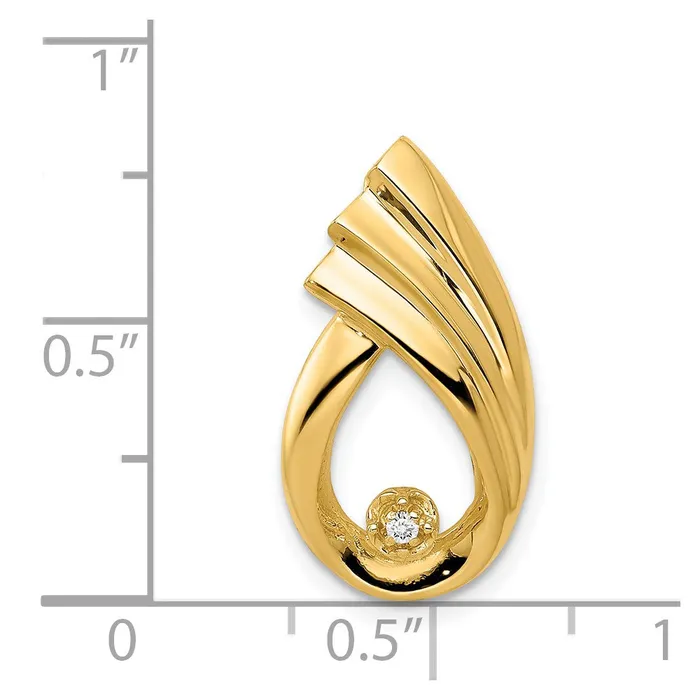 Goldia PreStyled Sets 14K Yellow Gold 14mm AA Real Diamond Fancy Teardrop Chain Slide