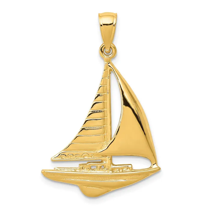 Goldia PreStyled Sets 14k Yellow Gold 2D Sailboat Pendant