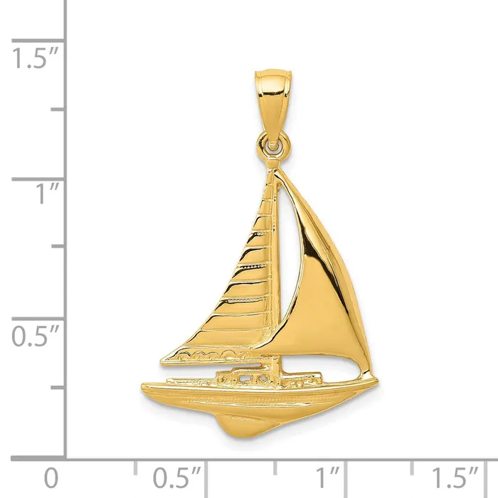 Goldia PreStyled Sets 14k Yellow Gold 2D Sailboat Pendant