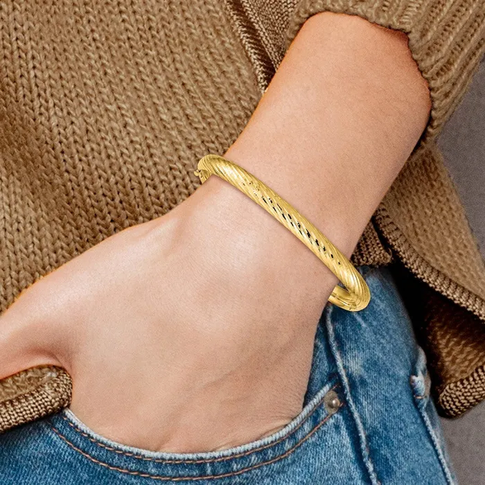 Goldia PreStyled Sets 14k Yellow Gold 416 Textured Hinged Bangle