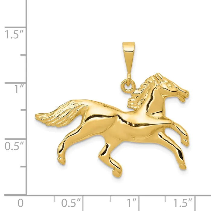 Goldia PreStyled Sets 14k Yellow Gold Solid Polished OpenBacked Horse Pendant
