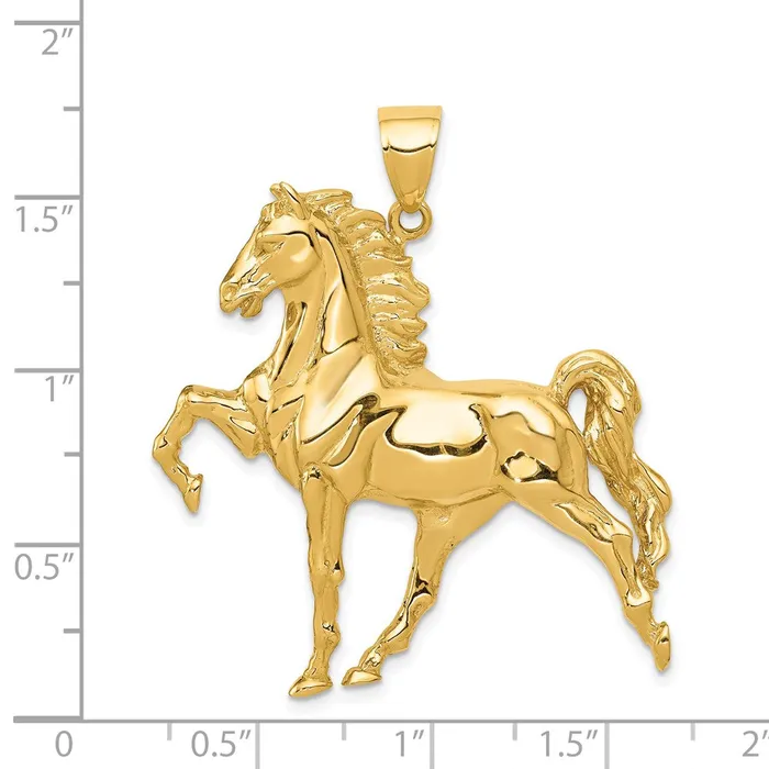 Goldia PreStyled Sets 14k Yellow Gold Solid Polished OpenBacked Horse Pendant