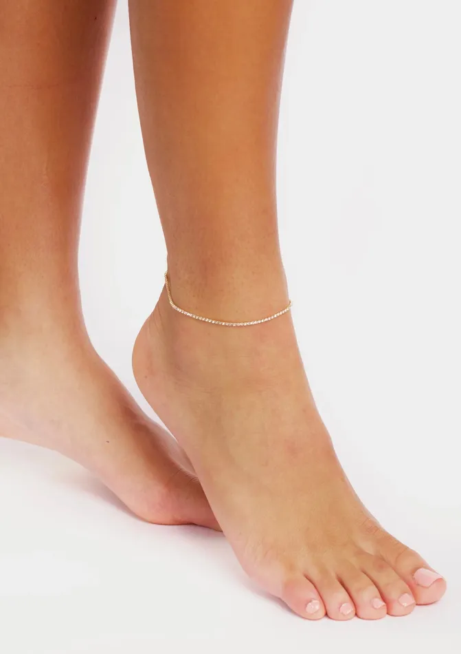 Goldia PreStyled Sets 30 ct tw Classic FourProng Natural Diamond Tennis Anklet in 18K Yellow Gold