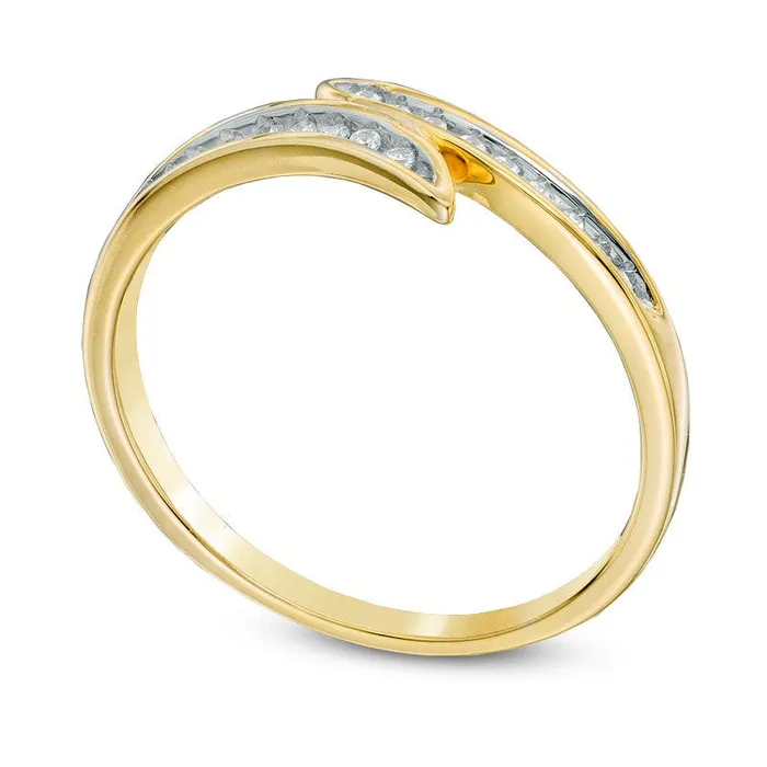 Goldia Rings 010 CT TW Natural Diamond Bypass Ring in Solid 10K Yellow Gold Goldia Rings 010 CT TW Natural Diamond Bypass Ring in Solid 10K Yellow Gold