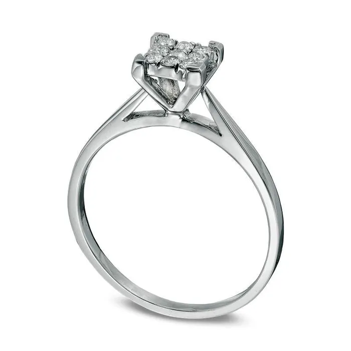 Goldia Rings 010 CT TW Natural Diamond Square Cluster Promise Ring in Solid 10K White Gold Goldia Rings 010 CT TW Natural Diamond Square Cluster Promise Ring in Solid 10K White Gold