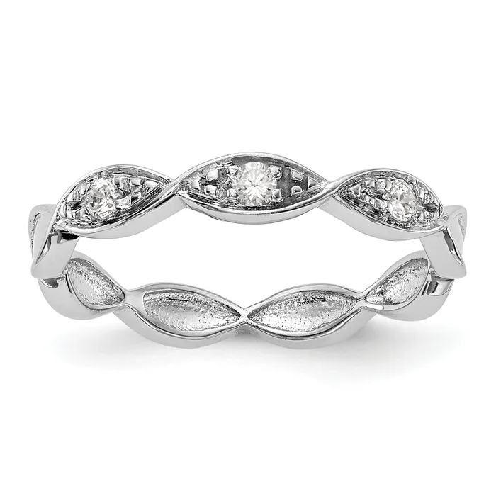 Goldia Rings 010ct CZ Solid Real 14K White Gold Wedding Band Ring
